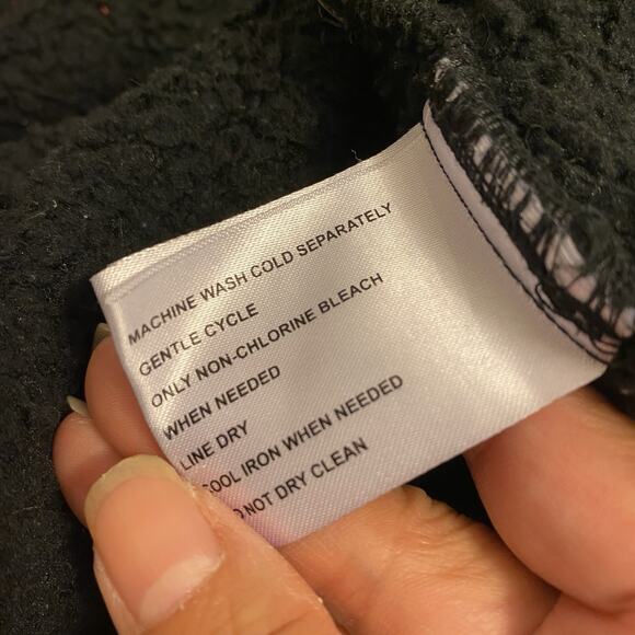 Michael Kors Jacket Men M Black Fleece Teddy Full Zip Mixed Media Elastic Waist - Picture 3 of 13